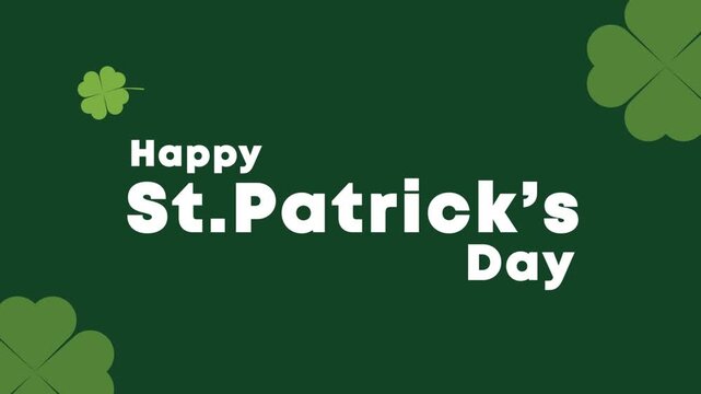 Happy St Patrick's Day Green Banner with Shamrock Vector Design Animation