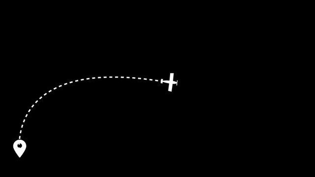 Flying Airplane with Dashed Flight Path.
