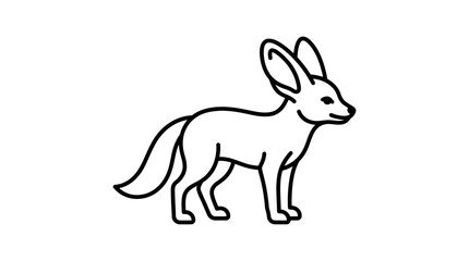 Naklejka premium Fennec Fox Outline Vector Illustration
