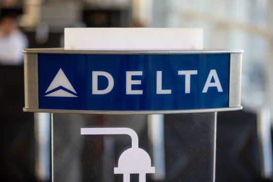 Delta Air Lines logo at airport charging station