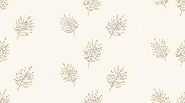 Elegant minimalist golden palm leaf seamless pattern background