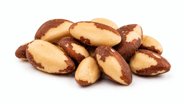 Brazil Nuts Pile On White Background