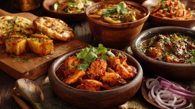 Indian traditional recipes and authentic homemade cuisine with assorted regional dishes, flavorful spices, vegetarian and non vegetarian meal options, cultural food selection, classic culinary heritag