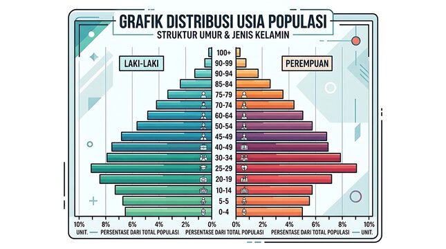 Population pyramid chart showing demographic age and gender data