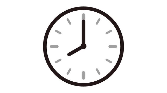 Animated Fast Spinning Clock on White Background Loop