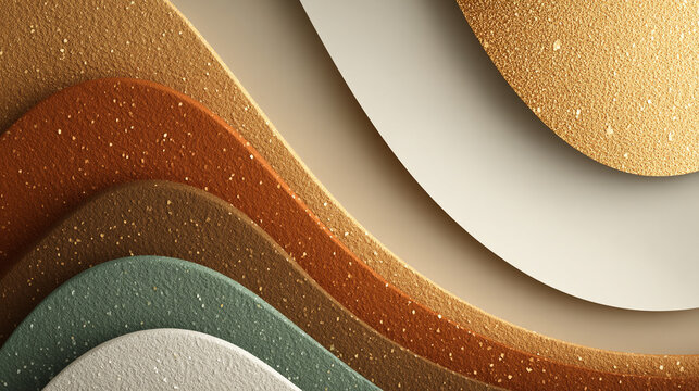 Abstract minimalist background with curved layers. Modern textured waves in neutral colors.
