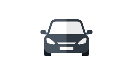 Obraz premium A simple flat design illustration of a dark grey car viewed from the front, with white windows and headlights.