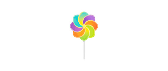 Colorful Swirl Lollipop Candy on White Stick Isolated