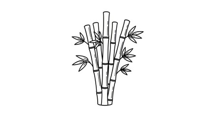Obraz premium Bamboo plant with green leaves drawing.