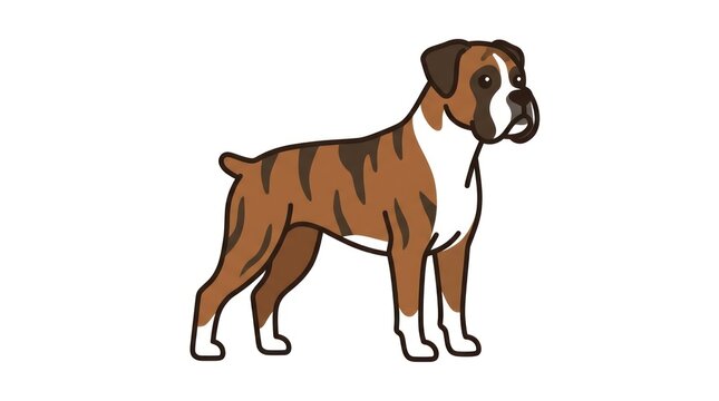 Brindle Boxer Dog Standing Profile View.