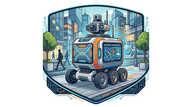 Autonomous delivery robot navigating a smart city sidewalk