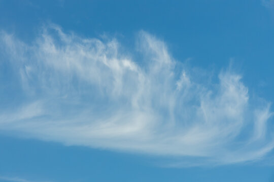 Full frame abstract texture cloudscape consisting of cirrus clouds in the blue sky near sunset or sunrise hours