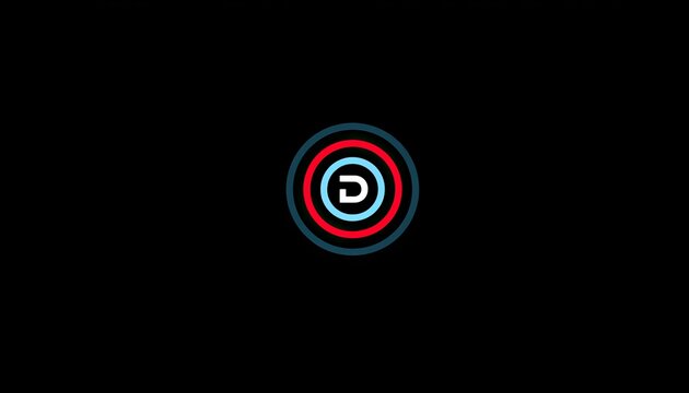Simple, stylized "D" logo, concentric circles