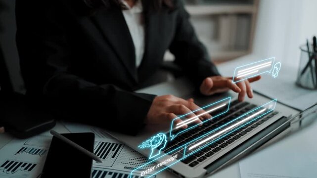 AI chatbot interface facilitates communication, chatbot, and AI interaction for automated user support and information exchange Marrow