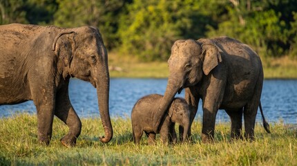 Obraz premium Sri Lankan Elephant (Elephas maximus maximus) – Majestic Endemic Asian Elephant in the Wild