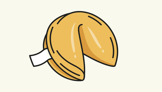 Chinese Fortune Cookie with Blank Paper Note Vector Illustration