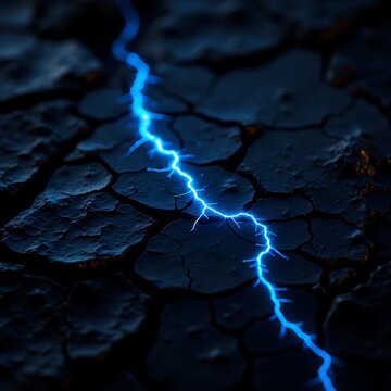 Electric Blue Vein Branching Across Polished Black Obsidian Slab