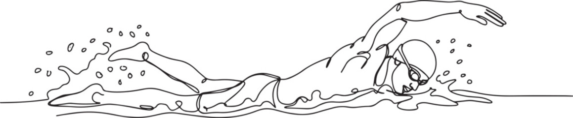 Obraz premium Swimmer in freestyle stroke, focused on technique and form, water splash.