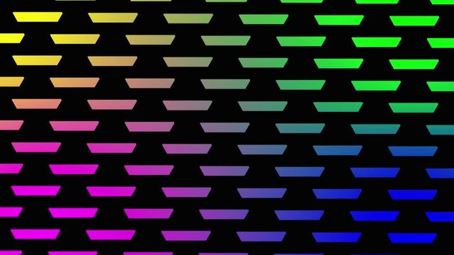 Abstract rainbow gradient rectangles motion background, colorful geometric 3 d digital animation loop