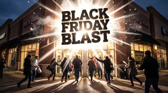 Black Friday Blast Shoppers Rush Into Store Entrance With Door Buster Deals Announced