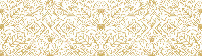 Fototapeta premium Golden Floral Pattern on White Background