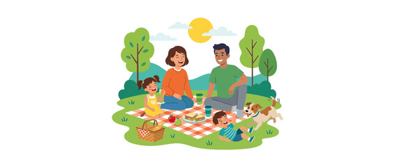 Happy Family Picnic Day Outdoors in a Park