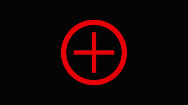 Red plus sign animation on black background, for medical and, ui symbol cross