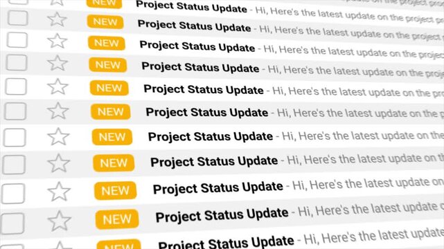 Project Status Update Email Notification. Clean business interface ideal for project management, workflow, productivity, collaboration, and corporate communication.