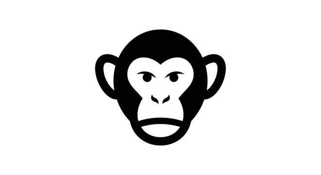 Bold black and white monkey head logo design.
