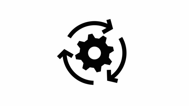 Rotating gear animation: industrial process and efficiency concept cogwheel rotation cycle