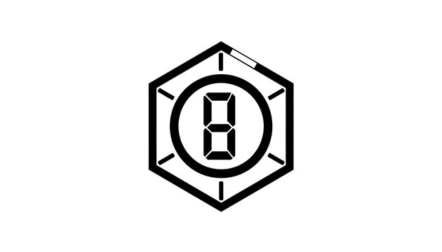 Minimalist black and white clock icon design.