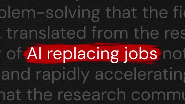 AI replacing jobs highlighted text in an article with documentary style for news and report