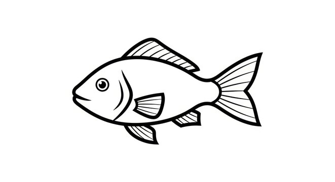 Black and white fish illustration drawing.