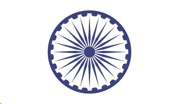 Ashoka chakra symbol from the indian national flag on white background