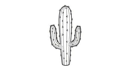 Naklejka premium Cactus plant in desert landscape drawing.