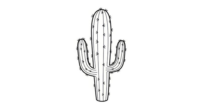 Cactus plant in desert landscape drawing.