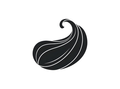 Elegant black silhouette of a blooming abstract flower shape design element for creative vector art concepts