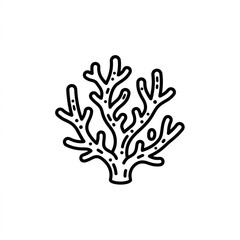 Naklejka premium Detailed black and white coral illustration line art.