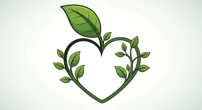 Green leafy vine with heart shaped leaves isolated on white.