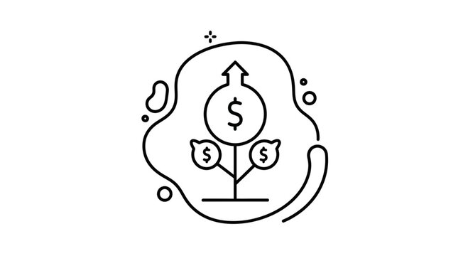 Money growth concept, dollar plant icon
