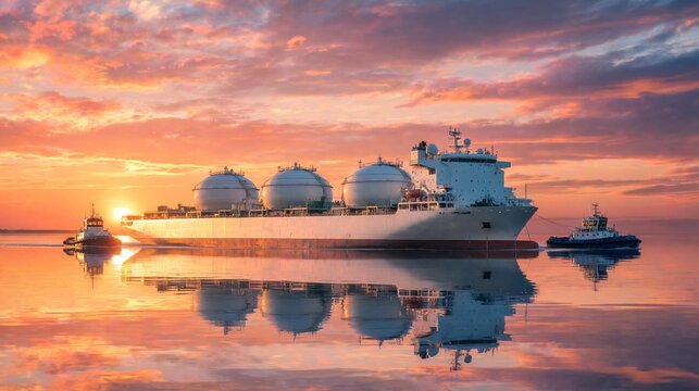 Large Oil and Gas Transportation Ship at Sea