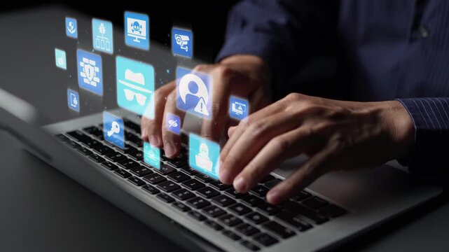 Cyber security icons show cyber attack defense, malware protection, and data security. Cybersecurity prevents hacking, ensures safety, and strengthens cyber attack resilience. Funnel