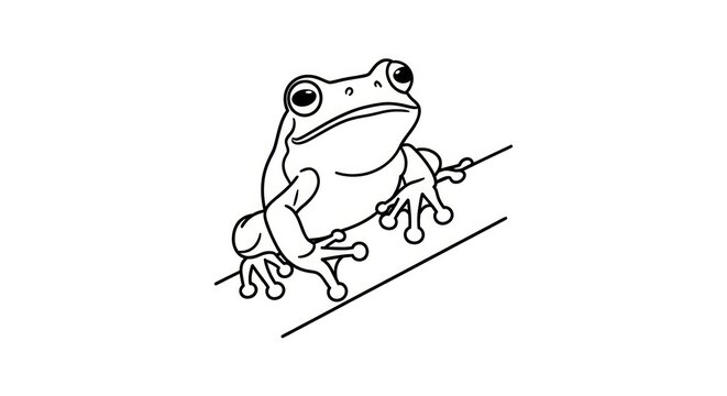 Frog Sitting on a Line Drawing.