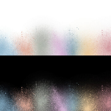 Multicolor Powder Border Overlay PNG for Holi Festival, Diwali Design and Color Run Isolated on Transparent Background
