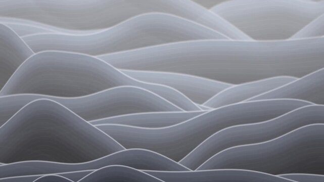 Abstract gray waves background with smooth undulating 3D motion loop