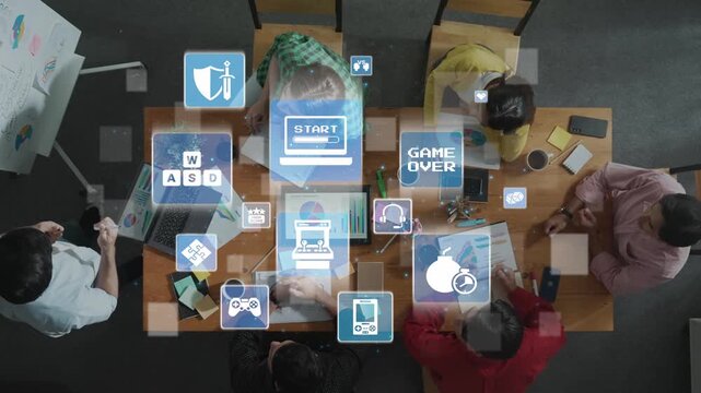 Gaming icons show online gaming, game streaming, and interactive play. Gaming supports esports, game community, and digital gaming experience. Funnel