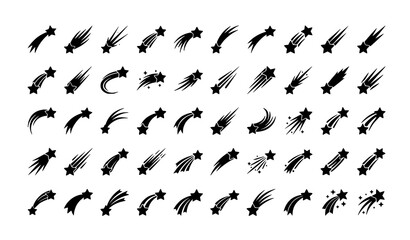 Shooting Star Silhouette Icon Set Editable Falling Star Vector Collection © Anik