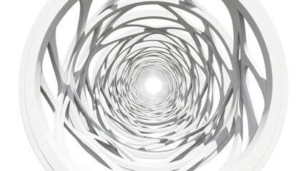 Obraz premium Futuristic white organic tunnel with lattice structure, abstract 3d architectural corridor, minimalist geometric void for science and technology concepts