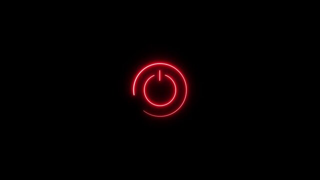 Neon line glowing power button icon illustration. Motion graphics of power icon concept.