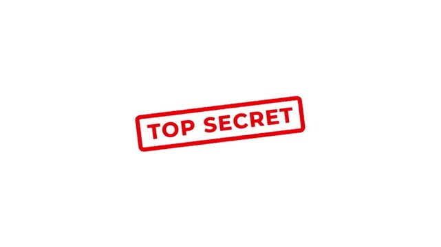 Vintage top secret file folder with bold red stamp, aged papers, and retro espionage aesthetic. Motion graphics of document concept.